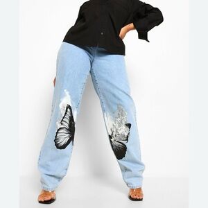 Boohoo butterfly boyfriend jeans